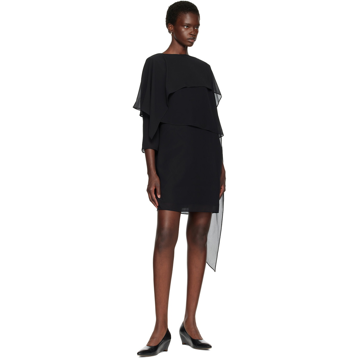 MM6 Maison Margiela Black Chiffon Minidress