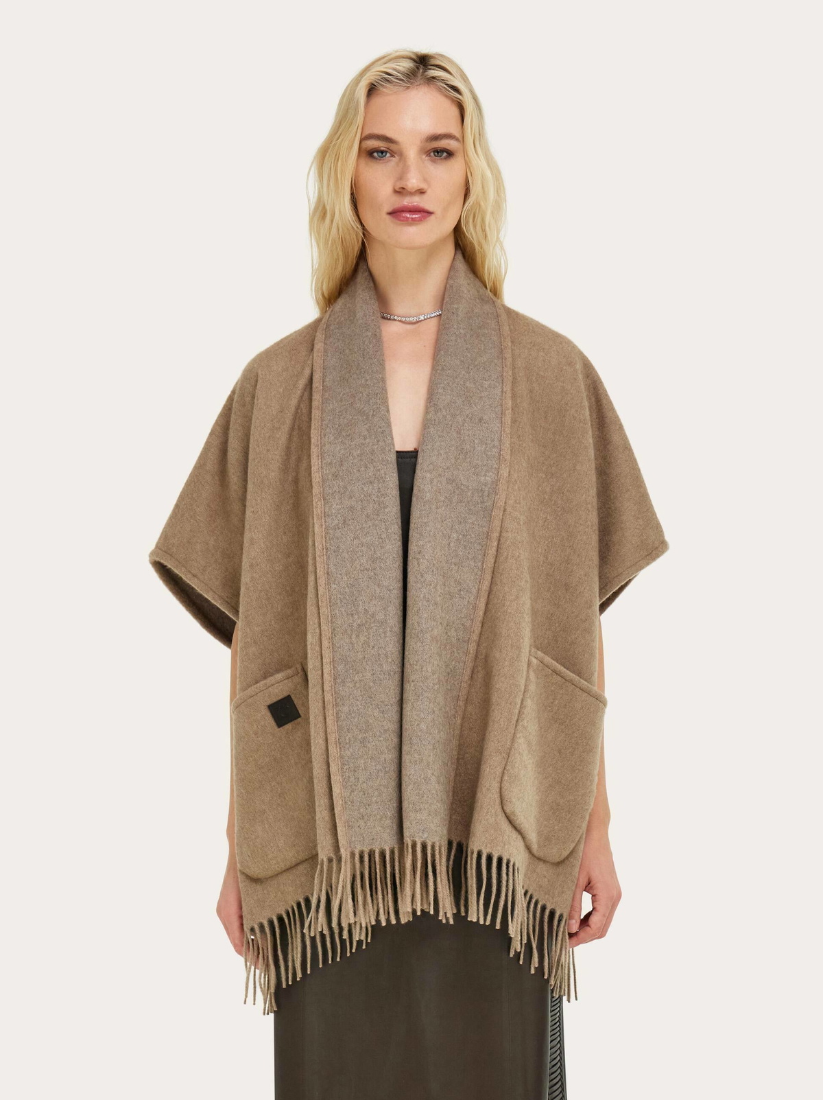 Ferragamo Womens Cashmere cape in Beige