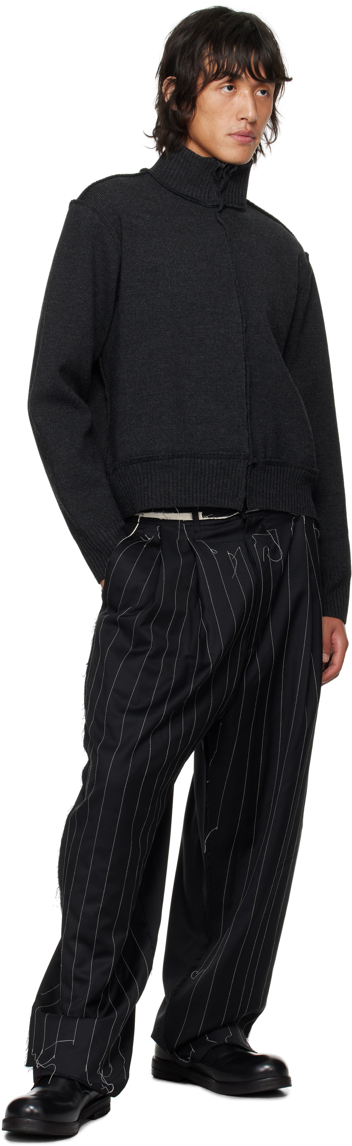 Camiel Fortgens Gray Zip Up Knit Sweater