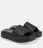 Gucci - Angelina quilted satin platform slides