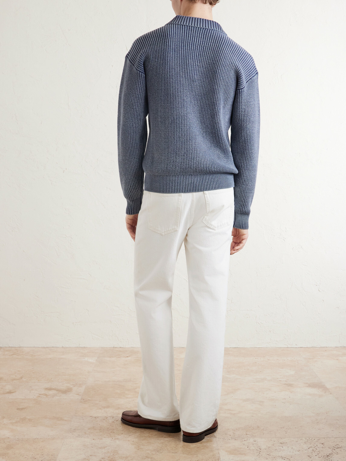 Aimé Leon Dore - Knitted Cotton-Blend Polo Sweater - Blue