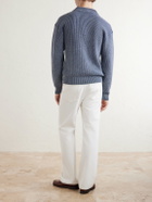 Aimé Leon Dore - Knitted Cotton-Blend Polo Sweater - Blue