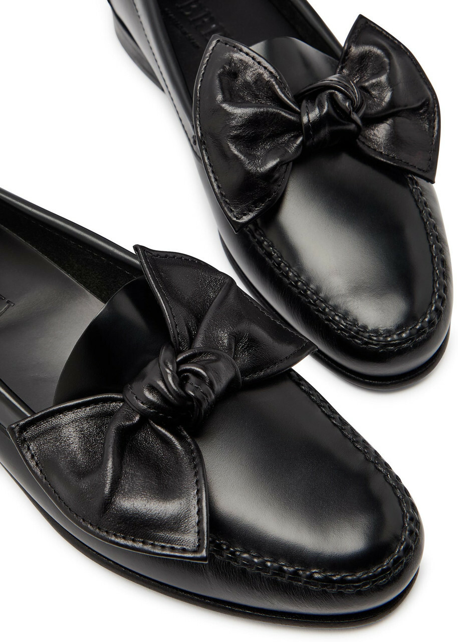 Hereu Corbati Bow-appliquéd Leather Loafers Black