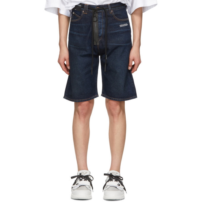 Photo: Off-White Blue Denim Slim Shorts