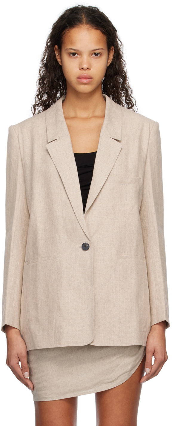 Subtle Le Nguyen Beige Relaxed-Fit Blazer