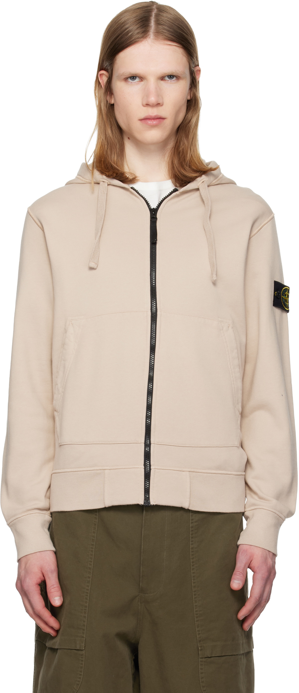 Stone Island Khaki Zip Hoodie Stone Island