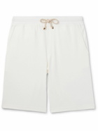 Brunello Cucinelli - Straight-Leg Cotton-Blend Jersey Drawstring Shorts - White