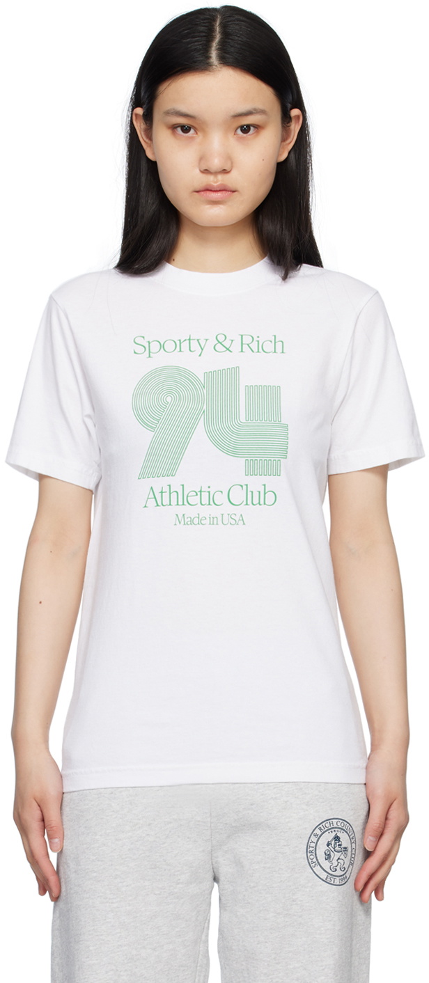 Sporty & Rich SERIF LOGO POLAR HOODIE Green - VERDE/WHITE