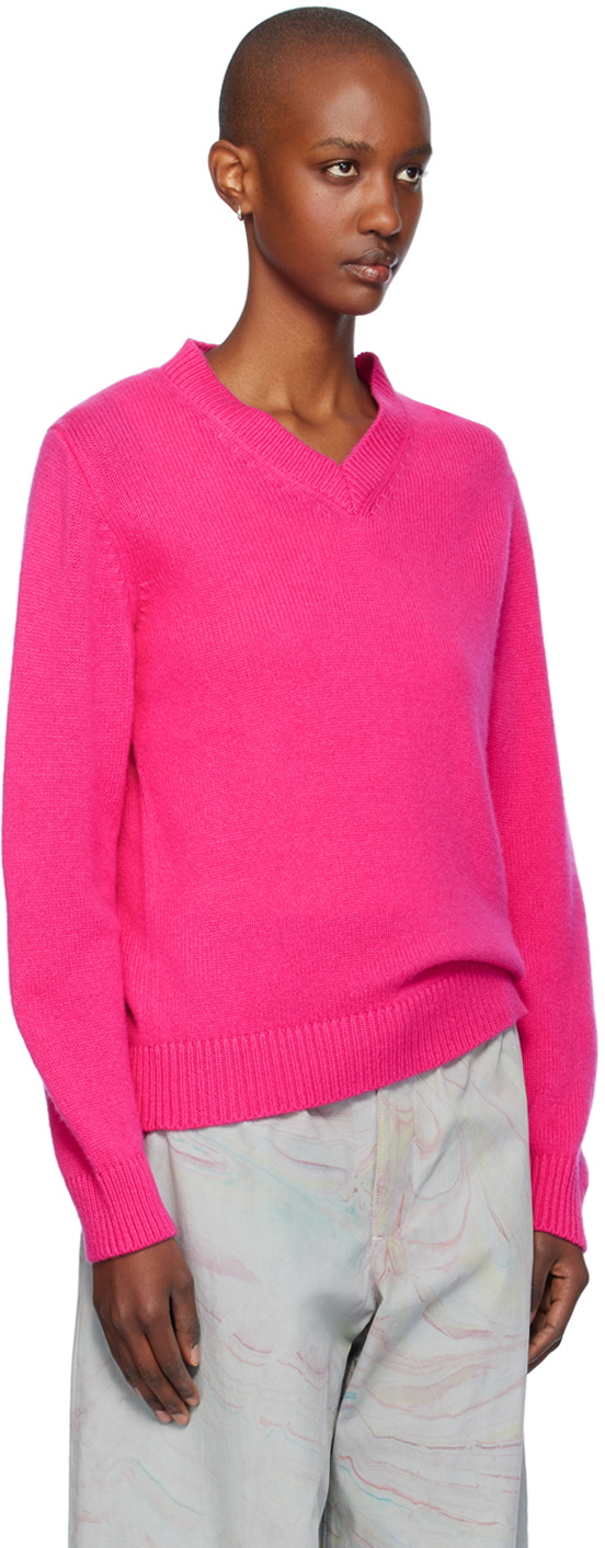 The Elder Statesman Pink Monterey V-Neck Sweater