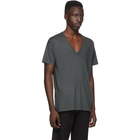 Frenckenberger Grey Cashmere V-Neck T-Shirt