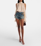 Blumarine Embroidered denim short