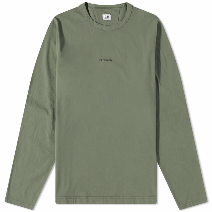 Photo: C.P. Company Men's Centre Logo Long Sleeve T-Shirt in Thyme