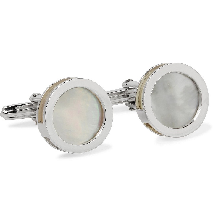 Photo: Lanvin - Rhodium-Plated Mother-of-Pearl and Onyx Cufflinks - Silver