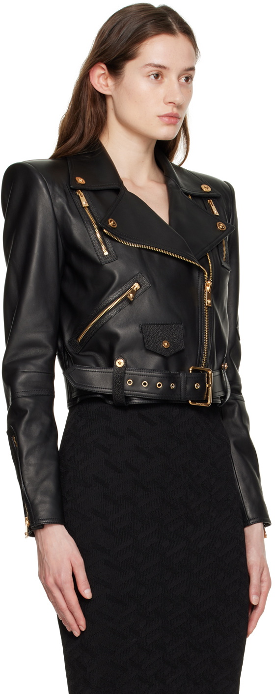 Versace Black Medusa Biker Leather Jacket Versace