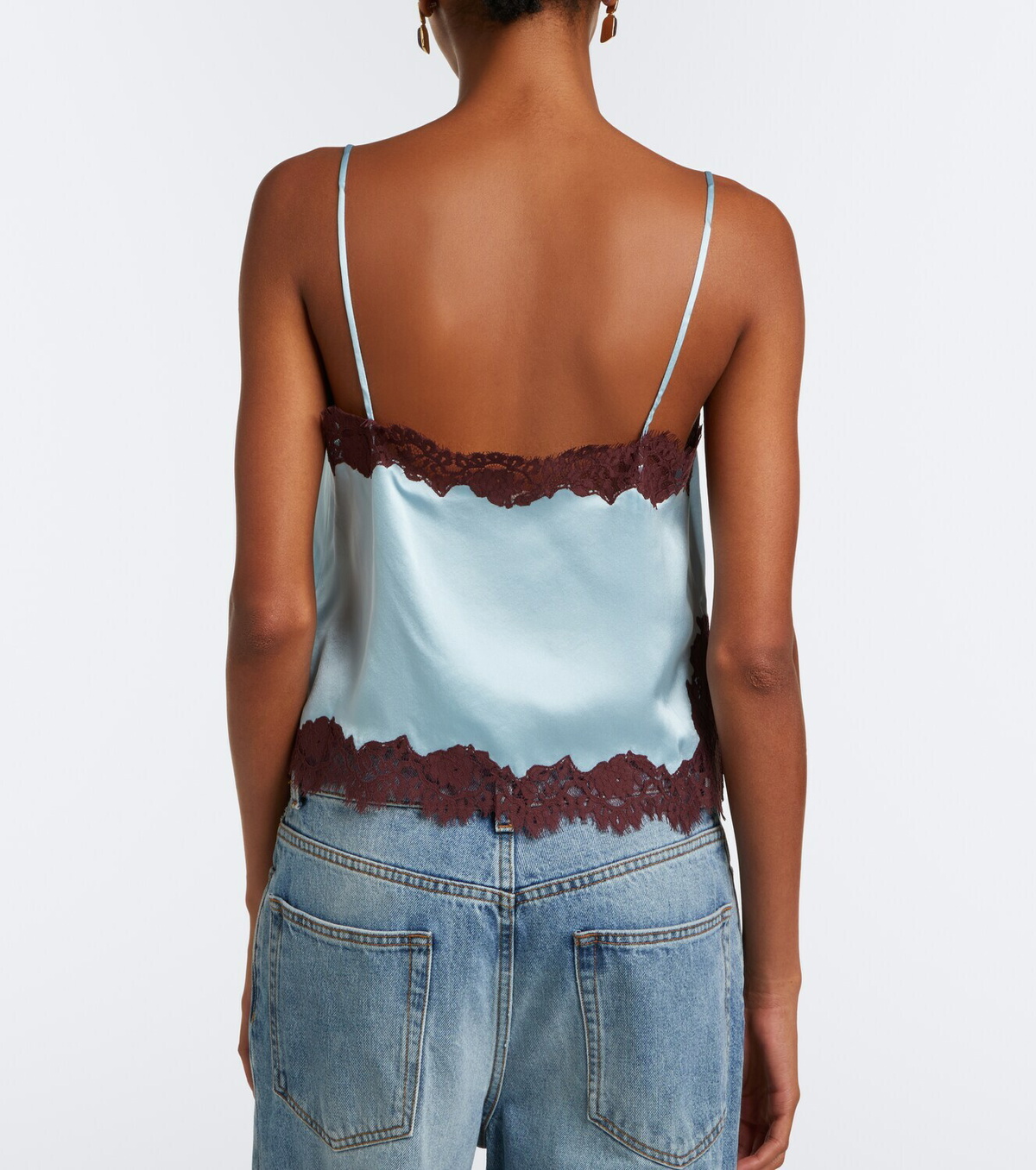 Dôen Avelaine lace-trimmed silk satin camisole
