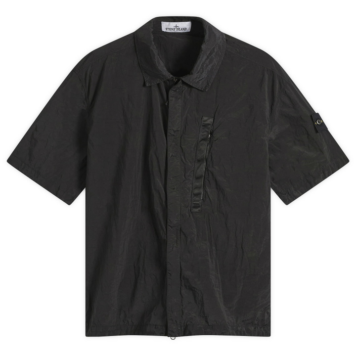 Photo: Stone Island Men's Nylon Metal Short Sleeve Shirt in Black
