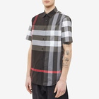 Burberry Men's Short Sleeve Somerton Check Shirt in Charcoal Check