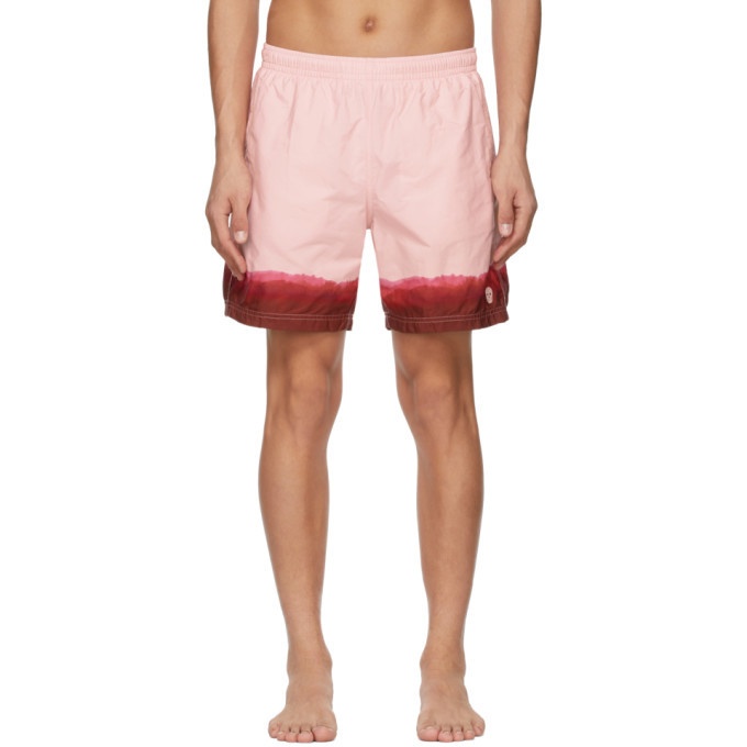 Photo: Alexander McQueen Pink and Burgundy Dip Dye Printed Swim Shorts