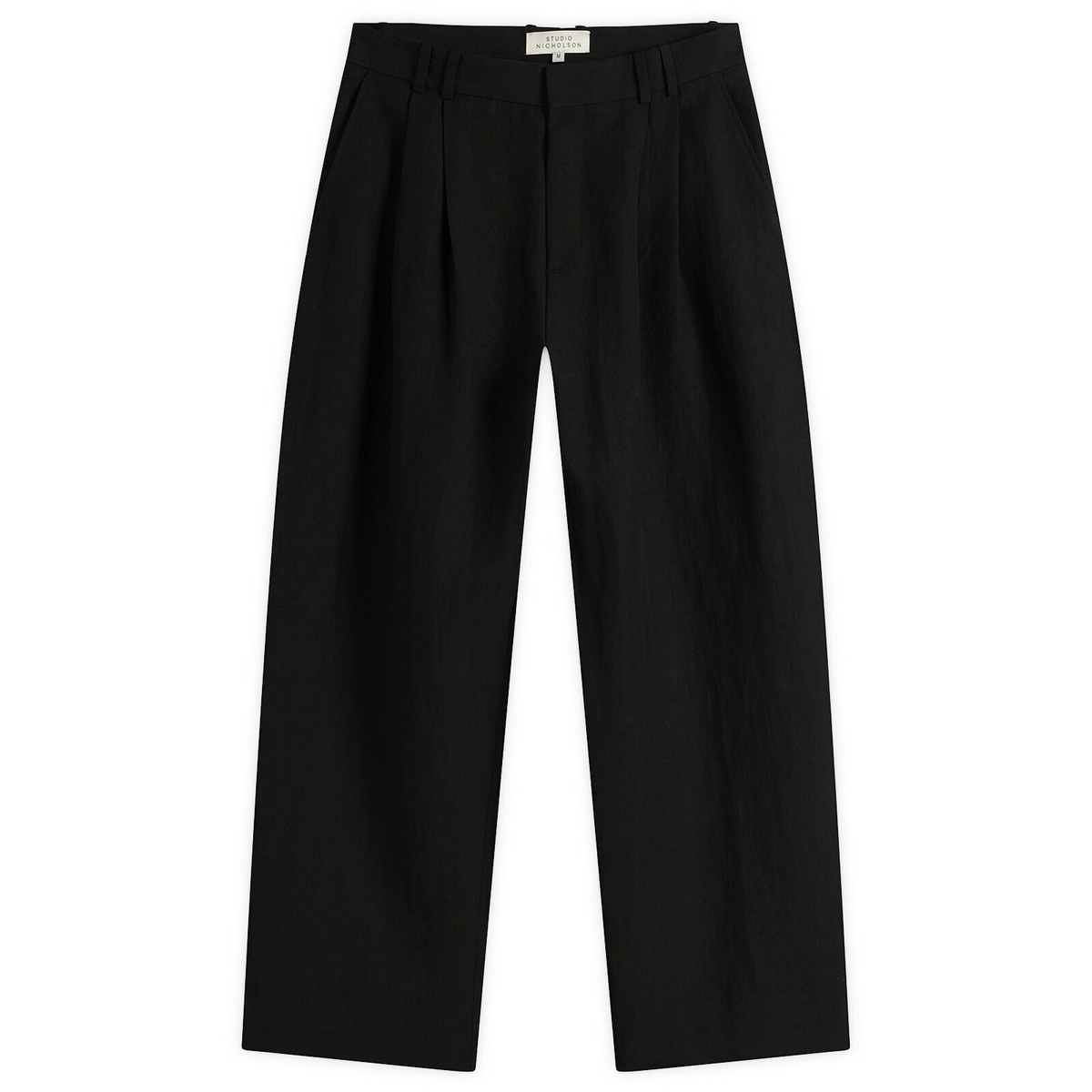 Studio Nicholson Men's Ezra Single Pleat Tapered Pants in Black