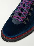 Manolo Blahnik - Calaurio Leather-Trimmed Velvet Lace-Up Boots - Blue