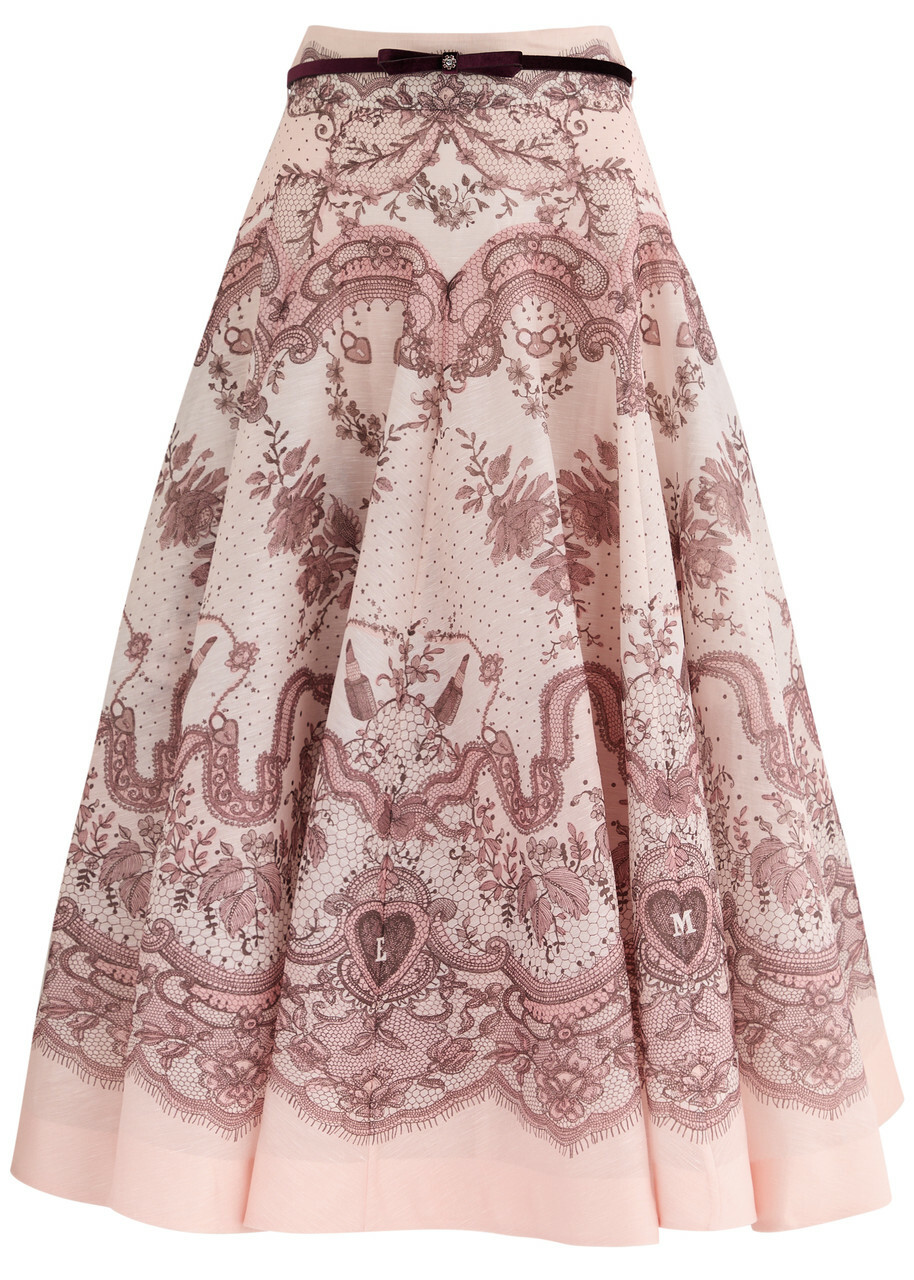 スカート ZIMMERMANN Printed Linen Crush Skirt Zimmermann Crush Linen Printed Scalloped Mini Skirt