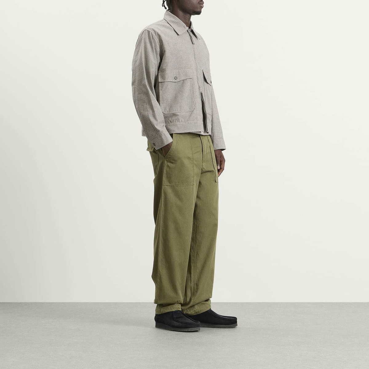 Universal Works Men's Twill Fatigue Pant in Light Olive