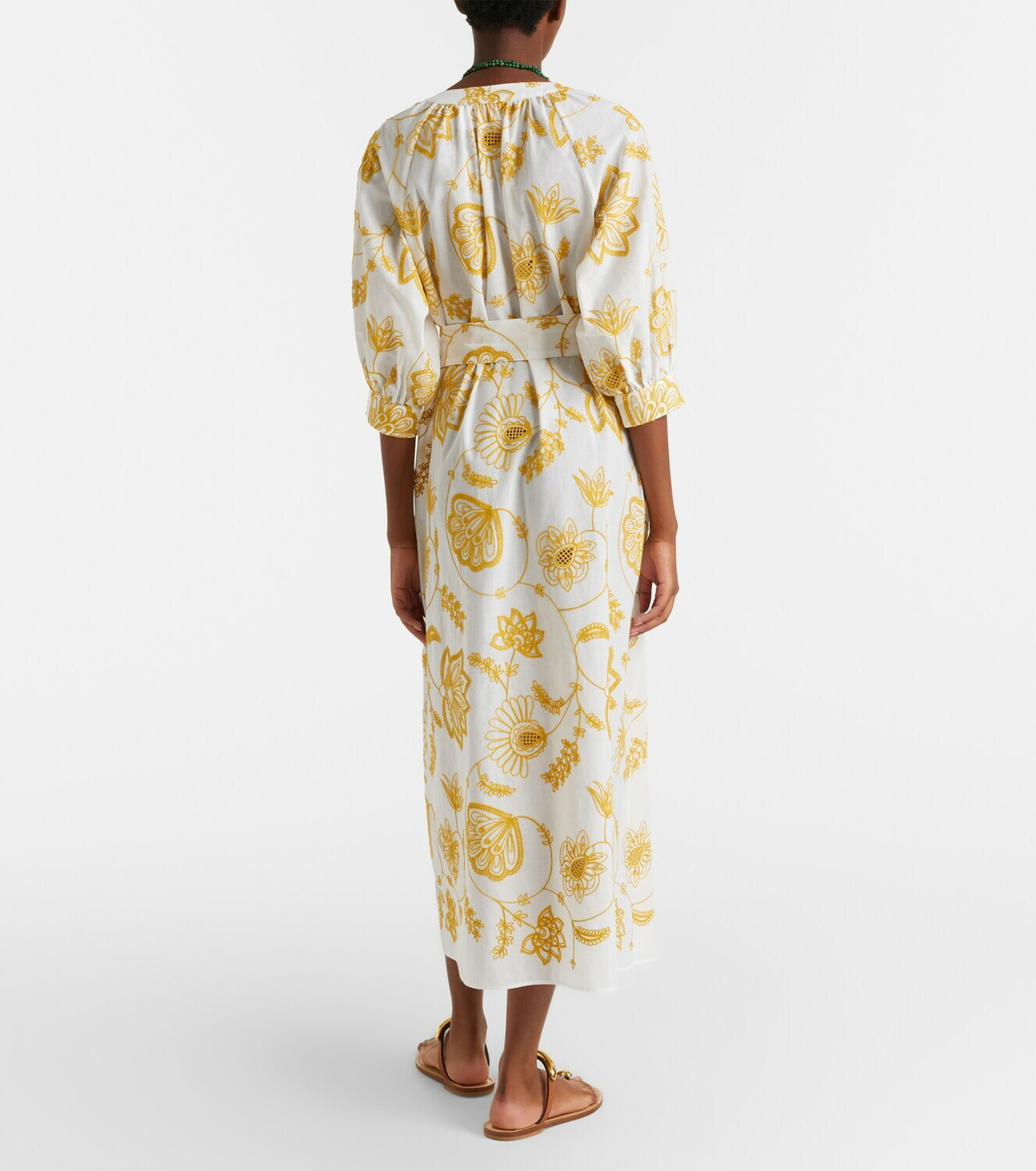 Eres Anjana embroidered cotton-blend midi dress