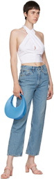 Staud Blue Mini Moon Bag