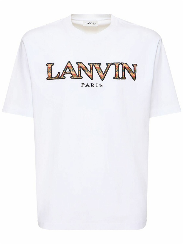 Photo: LANVIN - Curb Logo Embroidery Cotton T-shirt