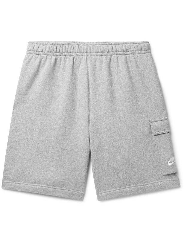 Photo: Nike - Sportswear Club Wide-Leg Cotton-Blend Jersey Cargo Shorts - Gray