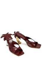 A.W.A.K.E Mode Chiara 90 Palm Tree Leather Mules Brown