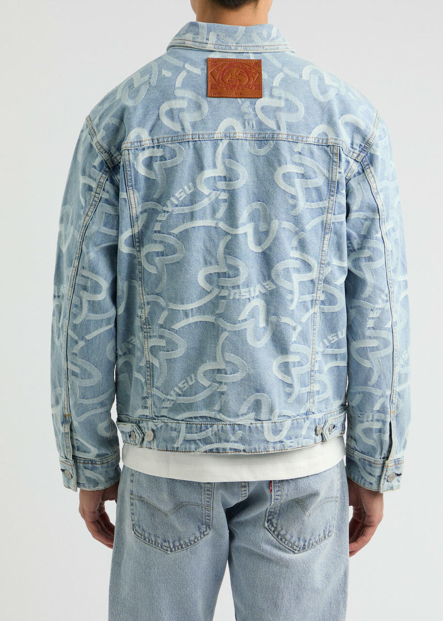 Evisu Seagull Logo-jacquard Denim Jacket Indigo