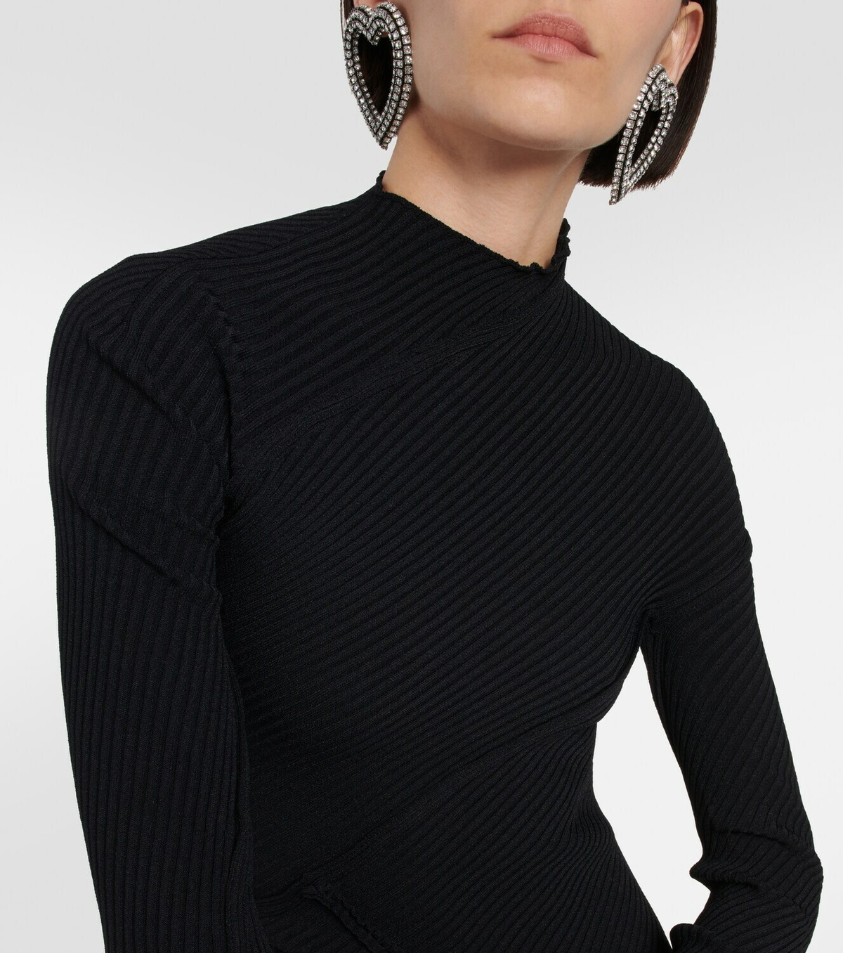 strapless open back dress BALENCIAGA" Rib switching design V-neck long dress  MOOD
