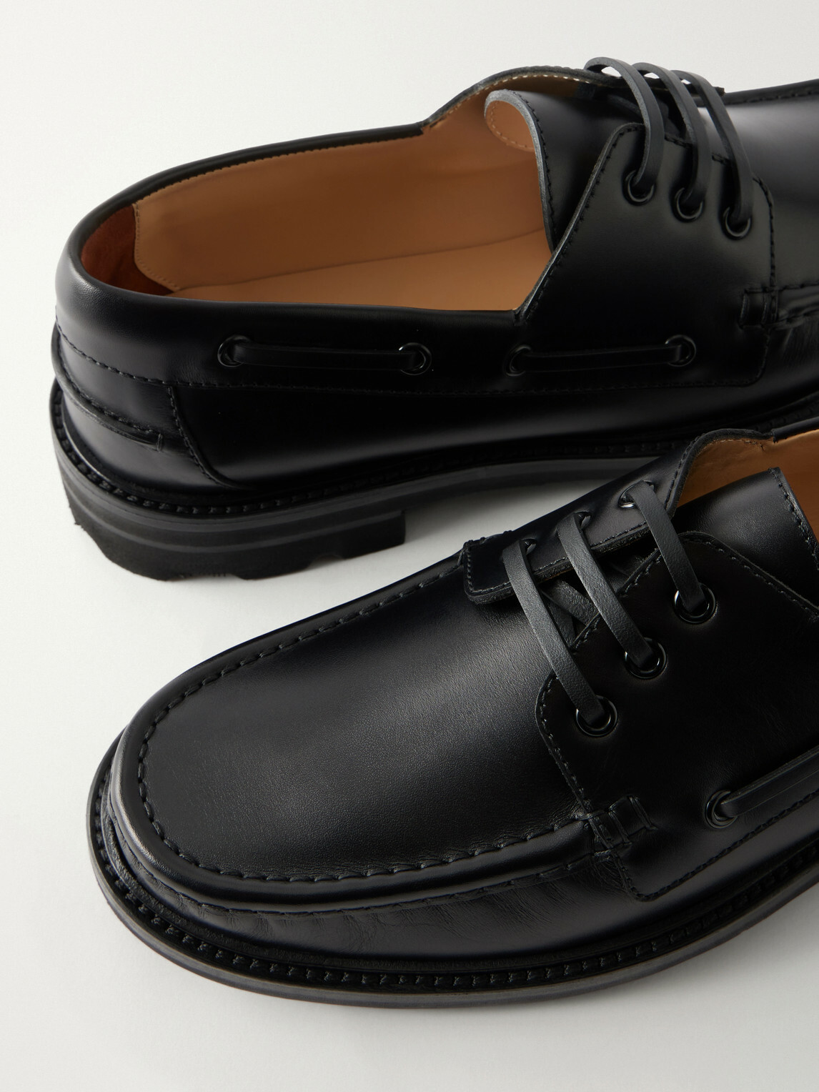 Brioni - Leather Boat Shoes - Black