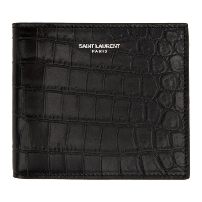 Photo: Saint Laurent Black Croc Logo Wallet