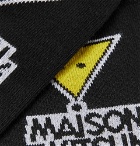 Maison Kitsuné - Intarsia Stretch Cotton-Blend Socks - Black