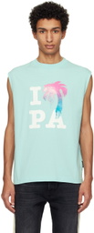 Palm Angels Blue 'I Love PA' Tank Top