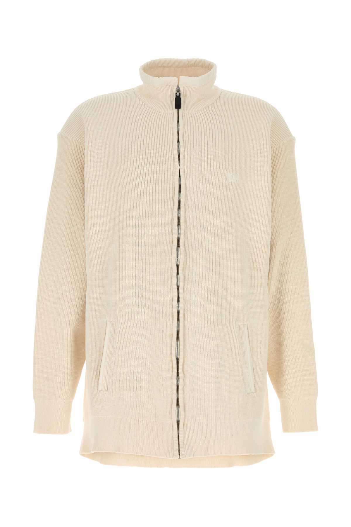 【送料&関税込】Balenciaga Cream Cotton And Polyester Sweate BALENCIAGA knit sweater oversized logo embroidery (thick XS