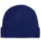 Begg & Co - Colour-Block Ribbed Cashmere Beanie - Blue