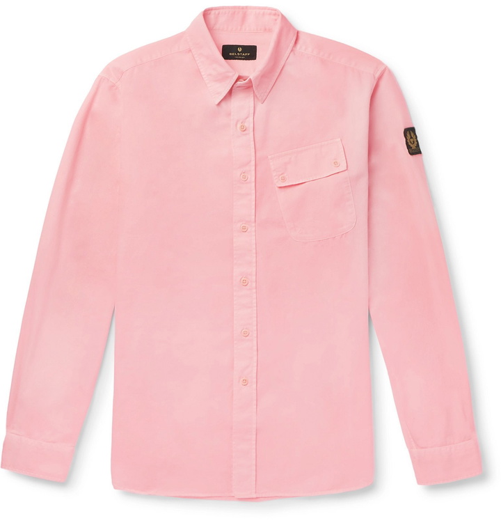 Photo: Belstaff - Pitch Logo-Appliquéd Garment-Dyed Cotton Oxford Shirt - Pink