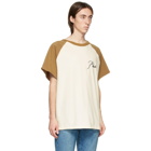 Rhude Off-White and Tan Raglan Logo T-Shirt