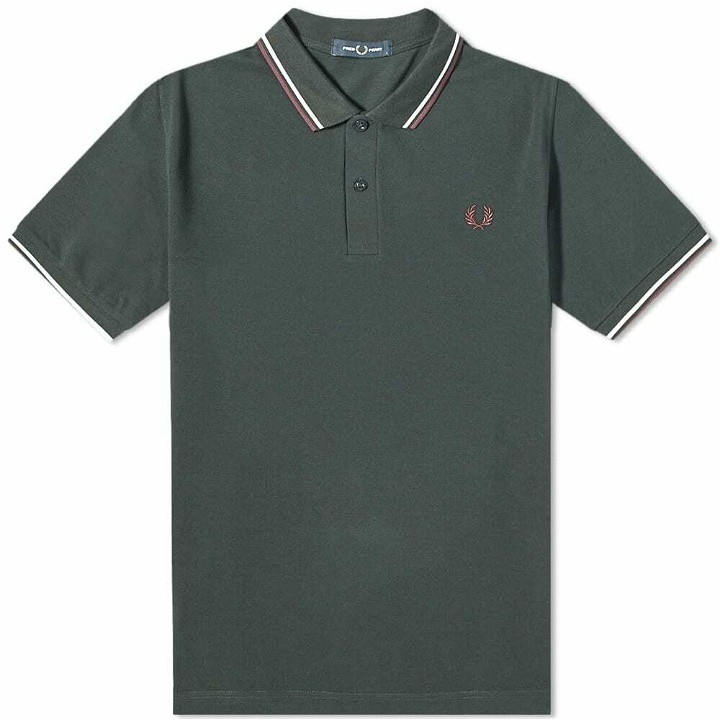 Photo: Fred Perry Authentic Men's Slim Fit Twin Tipped Polo Shirt in Night Green