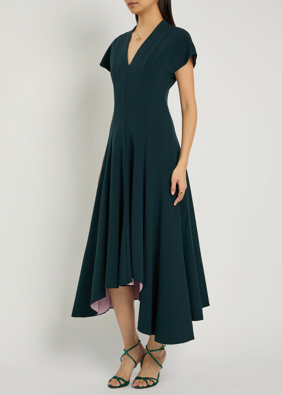 Roksanda Sapha Asymmetric Crepe Midi Dress Teal