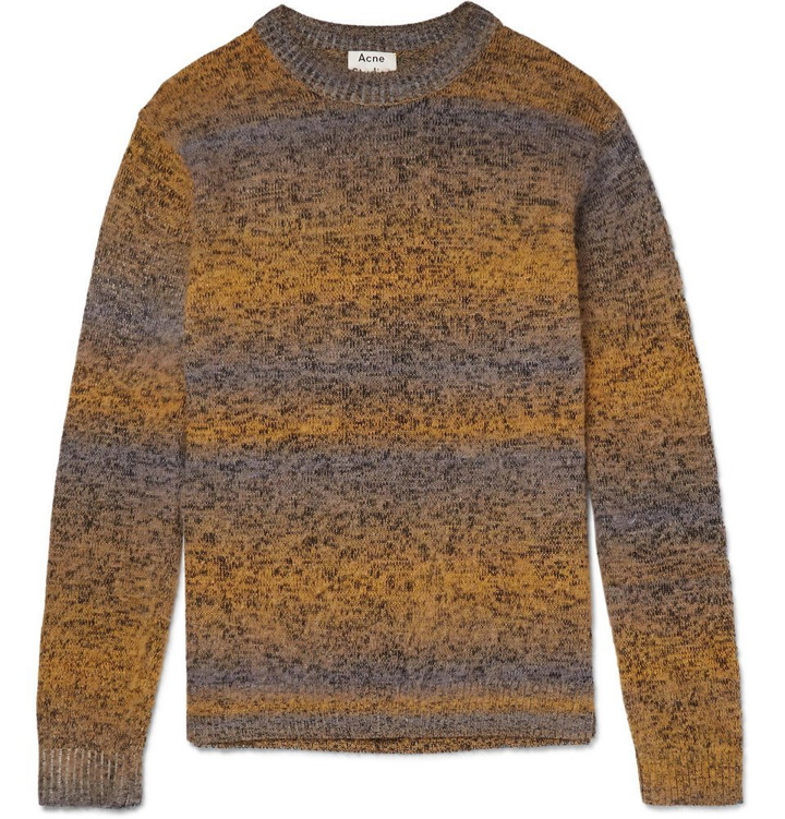 Photo: Acne Studios - Kamal Space-Dyed Striped Mélange Knitted Sweater - Men - Yellow
