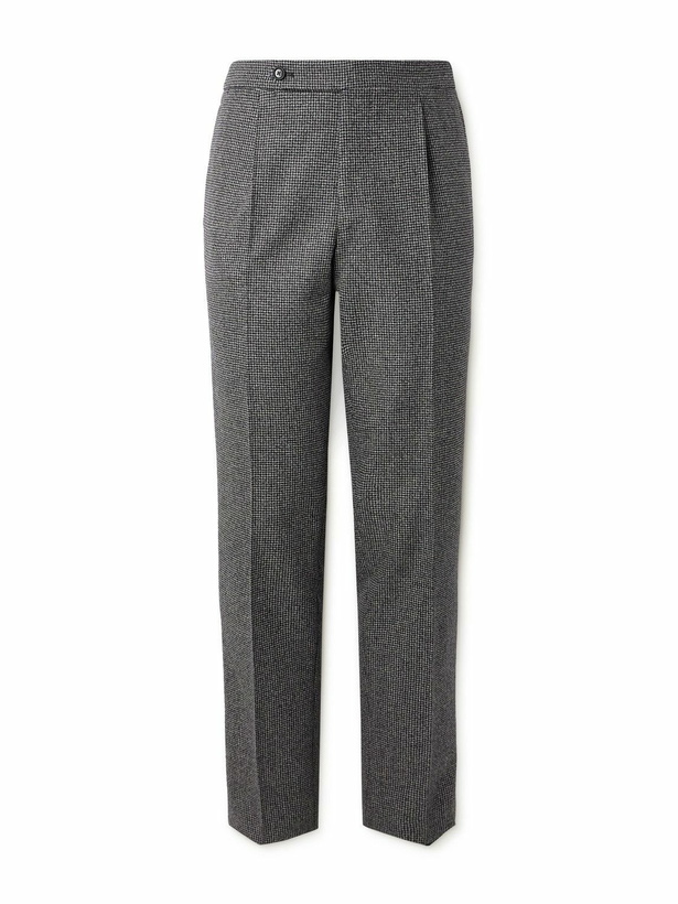 Photo: De Petrillo - Slim-Fit Pleated Houndstooth Virgin Wool Trousers - Gray