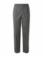 De Petrillo - Slim-Fit Pleated Houndstooth Virgin Wool Trousers - Gray