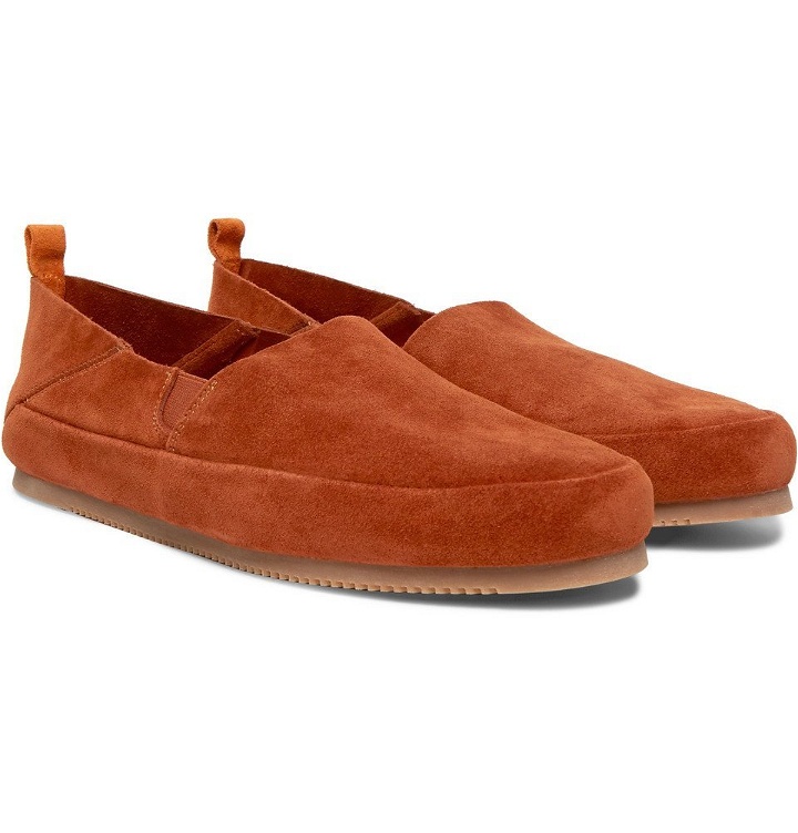 Photo: Mulo - Collapsible-Heel Suede Loafers - Brick