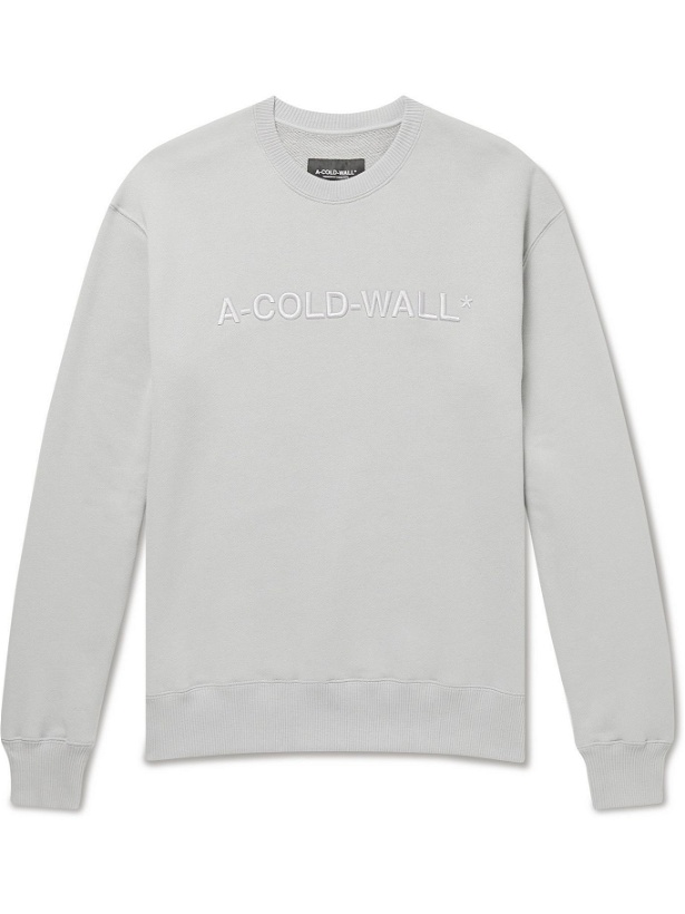 Photo: A-COLD-WALL* - Logo-Embroidered Cotton-Jersey Sweatshirt - Gray