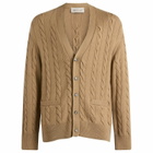 AMI Paris Men's Cable Stitch Cardigan in Camel