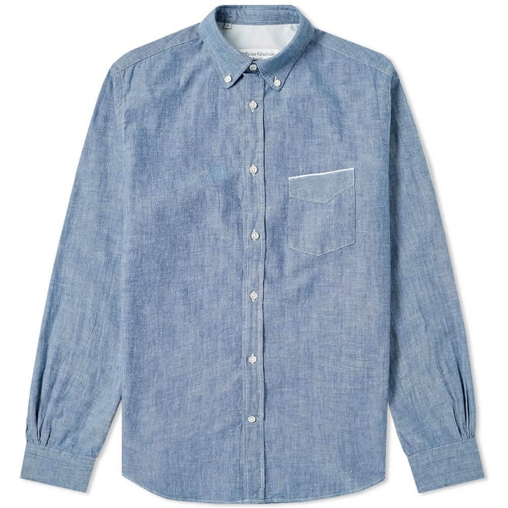 Photo: Officine Generale Button Down Japanese Chambray Selvedge Shirt